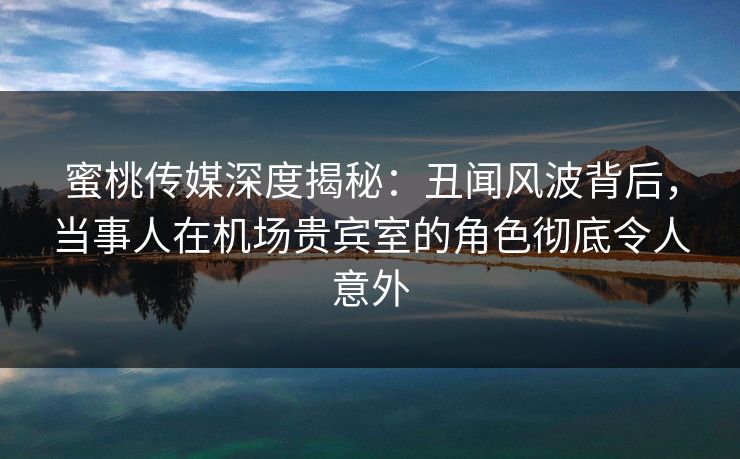 蜜桃传媒深度揭秘：丑闻风波背后，当事人在机场贵宾室的角色彻底令人意外