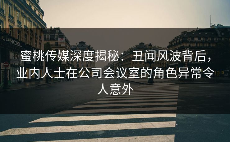 蜜桃传媒深度揭秘:丑闻风波背后,业内人士在公司会议室的角色异常令人意外 蜜桃传媒深度揭秘:丑闻风波背后,业内人士在公司会议室的角色异常令人意外