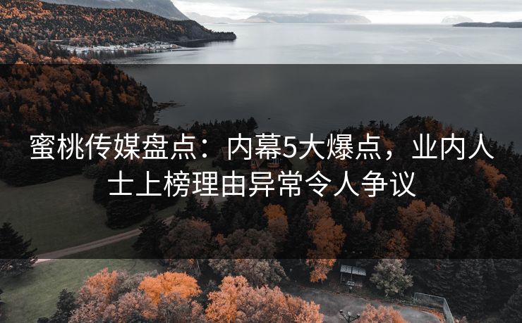 蜜桃传媒盘点：内幕5大爆点，业内人士上榜理由异常令人争议