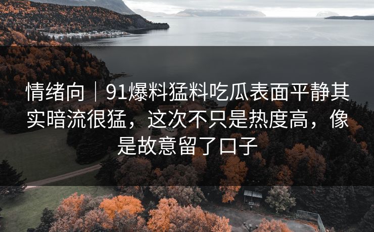 情绪向｜91爆料猛料吃瓜表面平静其实暗流很猛，这次不只是热度高，像是故意留了口子
